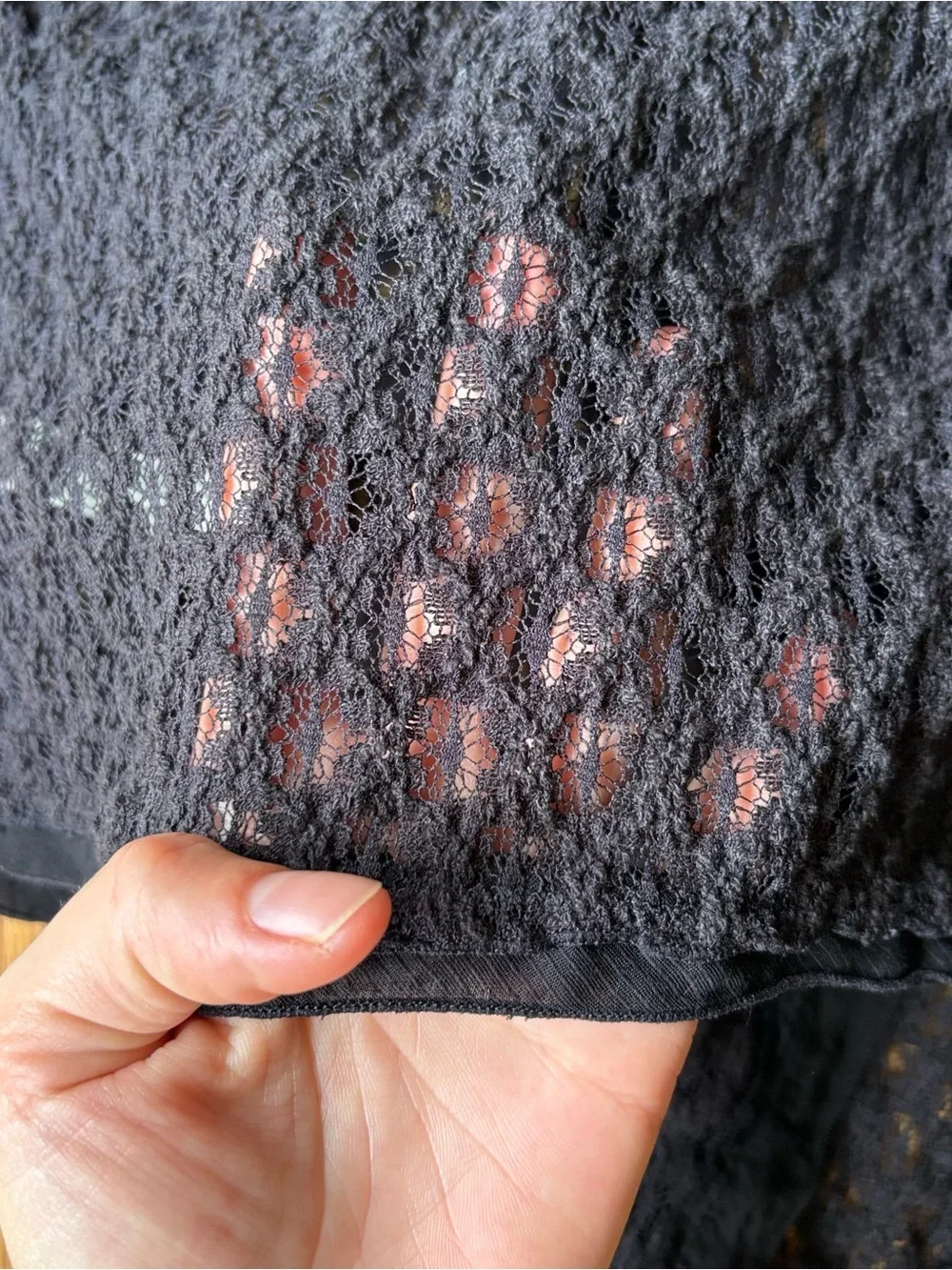 Intimately Free People Black Sheer Lace Long Sleeve Top Whimsigoth Boho Sz S
